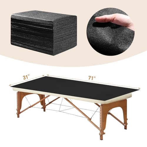 Disposable Waterproof Bed Sheets 31x71in Black 50pcs for Massage & Spa