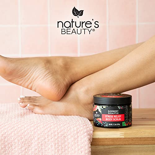 Elderberry Eucalyptus Stress Relief Body Scrub - Gently Exfoliate & Nourish Skin, 11.3 oz (2 Pack) - Natural Shea & Avocado Oil