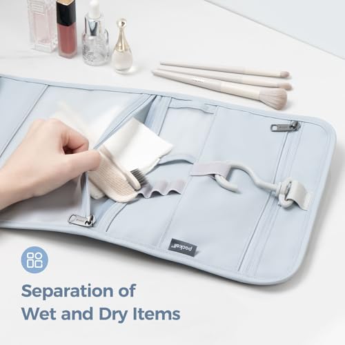 Travel Hanging Toiletry Bag - Compact Waterproof Organizer with Blue Variation