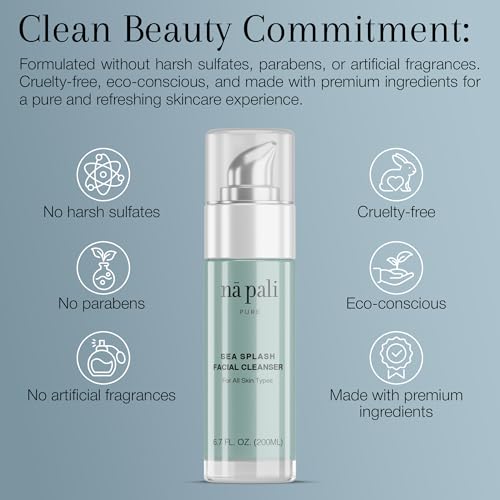 Na Pali Pure Hydrating Facial Cleanser with Dead Sea Salts & Green Tea - pH-Balanced, All Skin Types, 6.7 fl oz