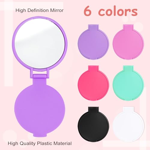120-Pack Compact Pocket Mirrors Bulk with 6 Colors - 63mm Travel Makeup Mirrors