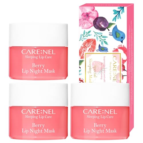CARENEL Lip Sleeping Mask 5g (Berry 3Set) - Moisturizer for Dry Lips - Overnight Treatments Balm, Day and Night Repair Gloss, Scrubs Exfoliator