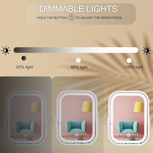Rechargeable 6x8 Inch Vanity Mirror with Lights - Touch Control Tabletop Makeup Mirror