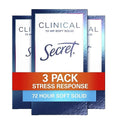 Secret Clinical Strength Stress Response Deodorant for Women - Soft Solid 1.6 Oz Pack of 3