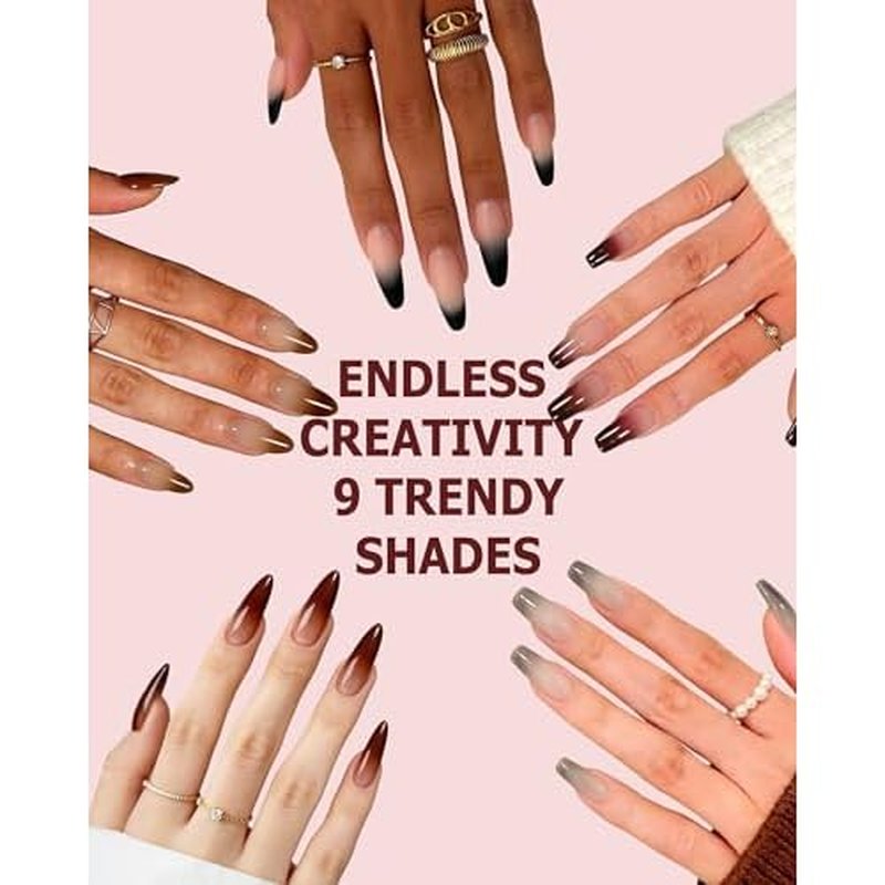 9 Colors Gradient Blooming Gel Nail Polish Palette, Aura Nail Art Kit for Blush Nails, Solid Creamy Gel for Ombre Nails, Sponge Patting Painting Gel, UV/LED Cured Nail Art Set for Beginners