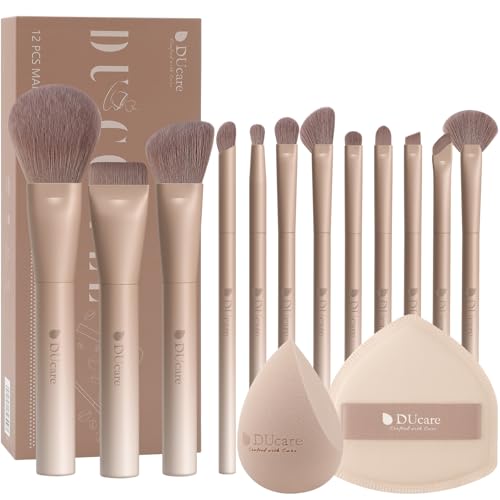 12pcs Makeup Brush Set with Sponges - Cruelty-Free Professional Brushes & Blenders
