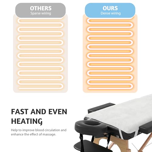 Massage Table Warmer Heating Pad Professional SPA Massage Bed Warmer with 9 Timer, 9 Heat Settings, Overheat Protection for Massage Bed & Spa, Thickened & Soft Fleece, 30" x 71"