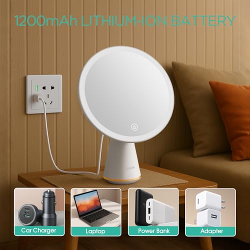 Rechargeable Travel Makeup Mirror with Lights - Compact Vanity with Adjustable Brightness