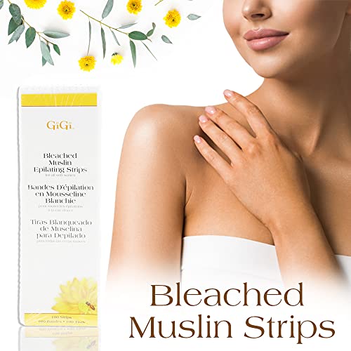 Gigi Bleached Muslin Epilating Strips for Soft Wax - Professional Hair Removal Wax Strips for Waxing, (3¡±X9¡±), 100 Strips, 1 Pack