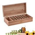 26-Slot Bamboo Essential Oil Storage Box with Container Cap & Labels - Portable Organizer