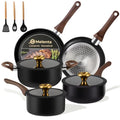 Non-Stick Ceramic Cookware Set 11 Pieces - Space-Saving Pots & Pans for Small Kitchens
