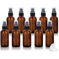 JUVITUS 2 oz Amber Glass Boston Round Black Treatment Pump Bottle (10 pack) + Funnel BPA Free Refillable Empty Storage Containers