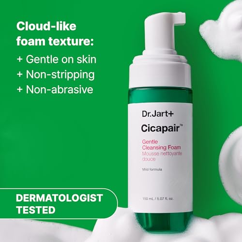Dr.Jart+ Cicapair Gentle Foam Korean Face Wash Cleanser for Sensitive Skin with Centella Asiatica | Korean Skin Care, 5.07 Fl Oz