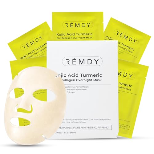 Kojic Acid Turmeric Face Mask - Hydrating Overnight Skin Care, 34ml x 5