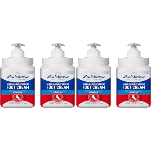 Heal&Rescue Heel Rescue Foot Cream 16 Ounce Bottle,for Cracked,Calloused or Chapped Skin,(Pack of 4)