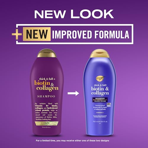 OGX Thick & Full Biotin & Collagen Volumizing Shampoo - 25.4 Fl Oz Pack of 2
