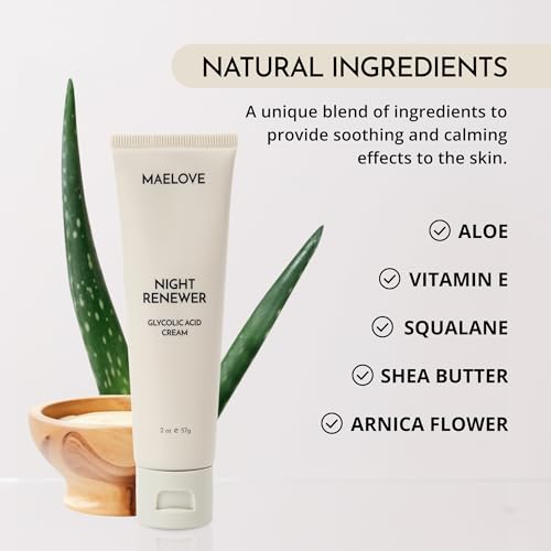 Night Renewing Face Cream with Glycolic Acid for Sensitive Skin - Unscented, 2-in-1 Treatment