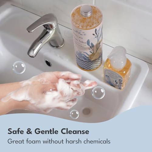 ROMIIE ZOI Hand Soap Refills, Foaming Hand Soap Natural Plant Moisturizing Handsoap Fragrance Ocean Mist - Soft Hand Wash for Kitchen & Bathroom - with Foam Soap Dispenser 1L/33.8oz Pack of 3