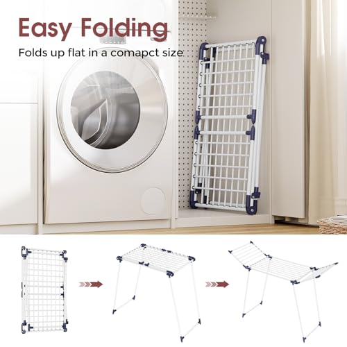 Large Capacity Clothes Drying Rack - White, 68.9 Inch, Foldable & Ready to Use