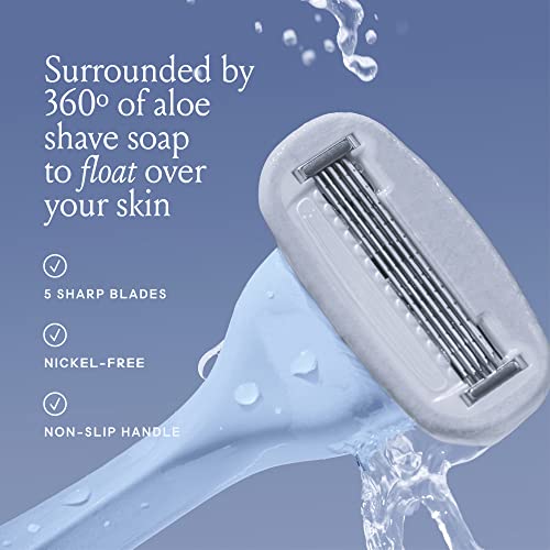 Billie Razors for Women Shave Kit ? Women¡¯s Razor + 4 x 5-Blade Razor Refills + Magnetic Holder ? Cool Blue & Women¡¯s Razor Refill Blades 5-Blade Cartridges - 4 count