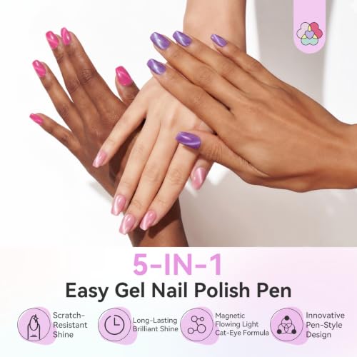 SAVILAND Cat Eye Gel Nail Polish Pen Set A8 - 5 in 1 One Step Magnetic Nail Art