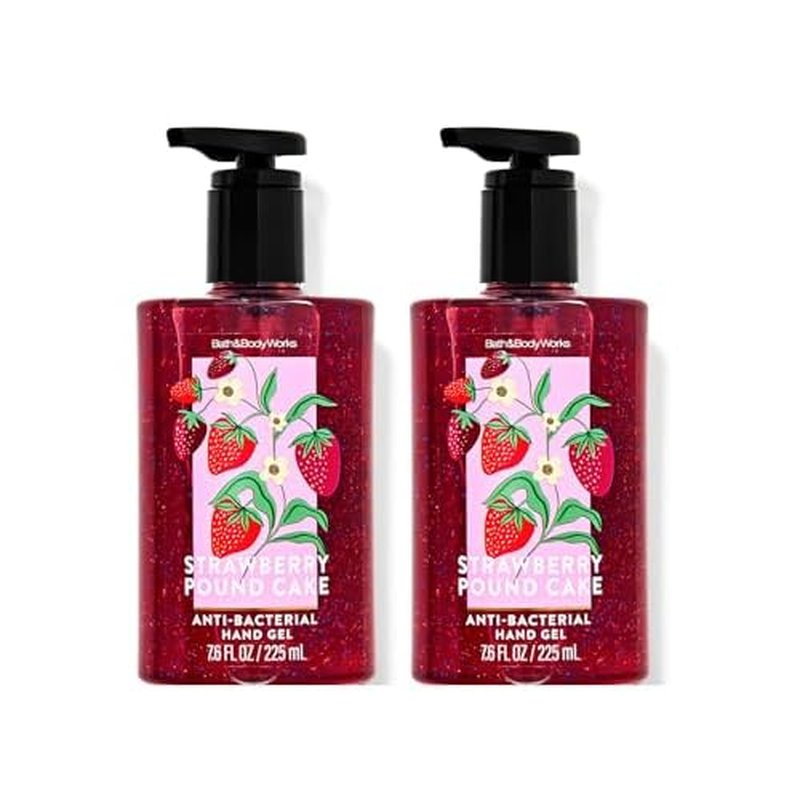 Bath & Body Works Strawberry Pound Cake Moisturizing Hand Gel - Value Pack Lot of 2 - Full Size (7.5 Fl Oz (Pack of 2), Strawberry Pound Cake)