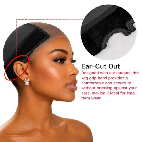 Isshin Beauty Small Size Transparent Swiss Lace Wig Grip Cap with Adjustable Headband - Black