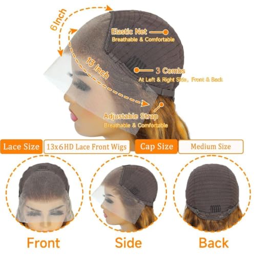 13x6 Ombre Lace Front Human Hair Wig 28 Inch Straight Highlight