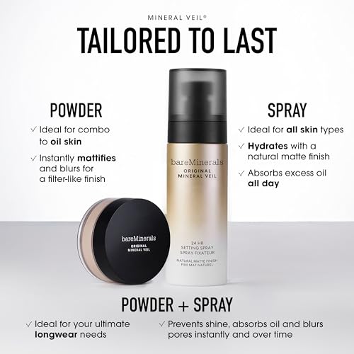 bareMinerals Original Mineral Veil Matte Setting Spray 3.4 Fl Oz