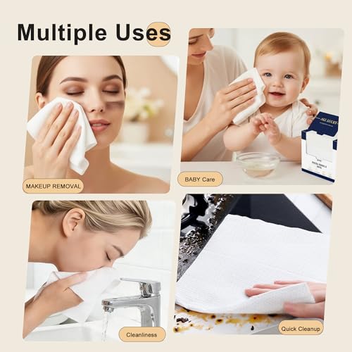 Disposable Face Towels XL 10x12 Biodegradable Wash Cloths 100 Count - 2 Packs of 50