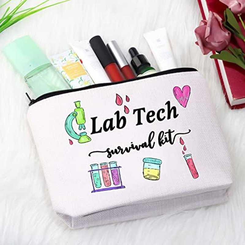 GJTIM Lab Tech Survival Kit Funny Lab Week Lab Tech Gift Laboratory Technician Zipper Pouch Makeup Bag