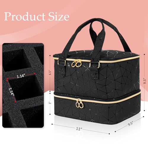 Uross Large Nail Polish Organizer Bag Holds 54 Bottles, Black, 11x9.5x9.5 Inch