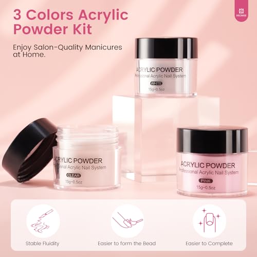Brown Acrylic Nails Kit with Silicone Practice Hand for Beginners DIY Salon