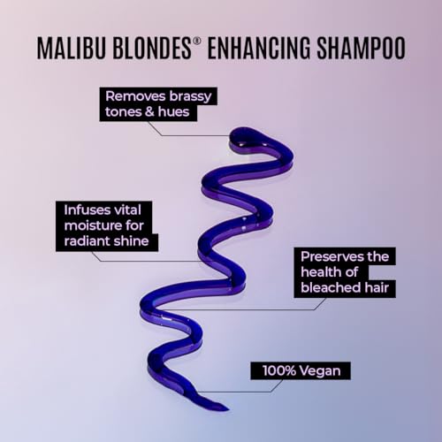 Malibu C Blondes Enhancing Sulfate-Free Purple Shampoo 33.8 Fl Oz - Preserves Highlights & Removes Brassiness
