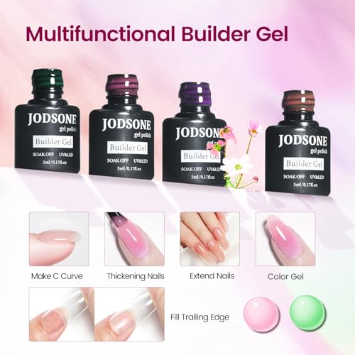 JODSONE Builder Gel Nail Kit with UV Light - Set-07, 21 Colors & Extension Stickers