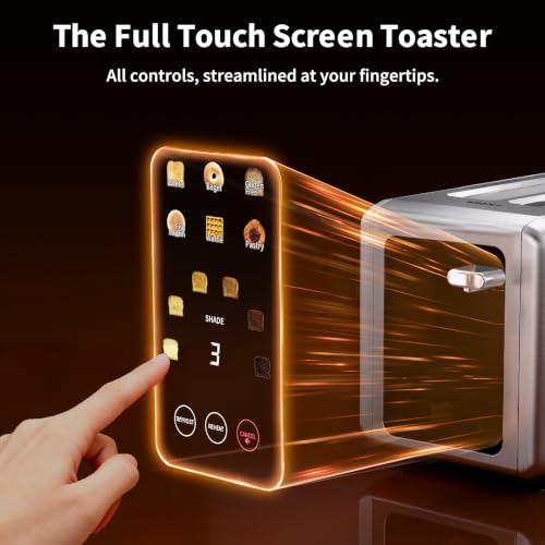 Full Touch Screen Toaster 2-Slice Smart Toaster for Bread - Silver