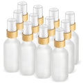 12 Pack 2oz Frosted Glass Spray Bottles with Bamboo Pump for Essential Oils & Travel