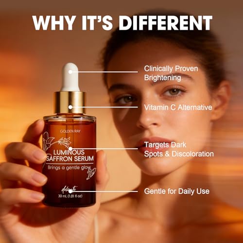 Saffron Serum for Face, Daily Complexion Care for a Radiant Glow, Lightweight Face Serum with Saffron Extract, Vitamin C Alternative, Smooth and Even-Looking Skin Finish for Everyday Skincare, 1 fl oz