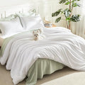 Oversized King Comforter Set - White Lightweight Bedding with Pillowcases - Bright White / Oversized King