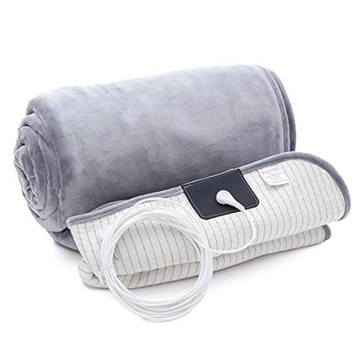 Hooga Grounding Blanket 50x60 Inch Earth-Connected Silver Fiber Throw for Sleep & Pain Relief