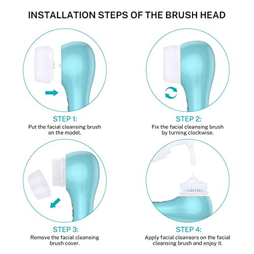 Replacement Facial Cleansing Brush Heads, Facial Cleansing Brush Head, Exfoliator Facial Brush Heads, for Acne Prone, Clogged and Enlarged Pores Skins (Green/6 Pack)