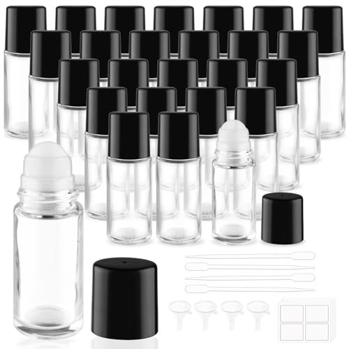 25 Large Glass Roll-On Bottles 50ml with Plastic Roller for Essential Oil & Body Oil