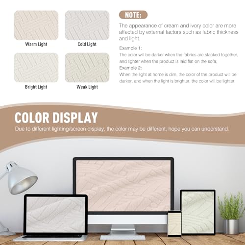 Loveseat Recliner Cover with Console - Cream, 2 Seater Fit 65-80 inch Variation of THIS listing