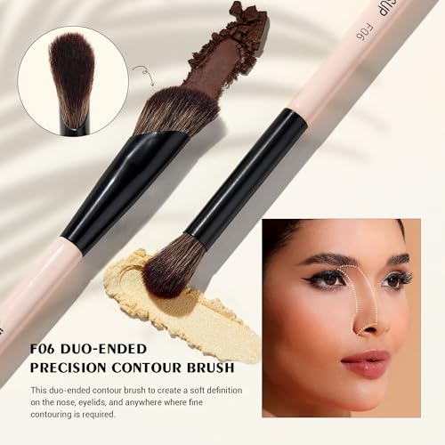 Jessup Makeup Brushes 5Pcs Eye Brush Set D-Peach Dust - Double Ended Vegan Fiber