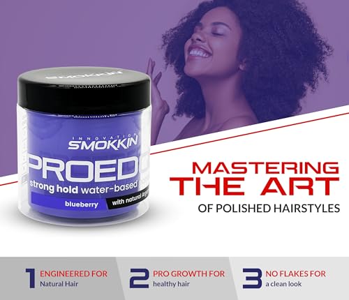 INNOVATION SMOKKIN Smokkin Pro Edge Hair Styling Gel Blueberry 16 fl oz - Strong Hold, Alcohol-Free, Water-Based Pomade for Men & Women