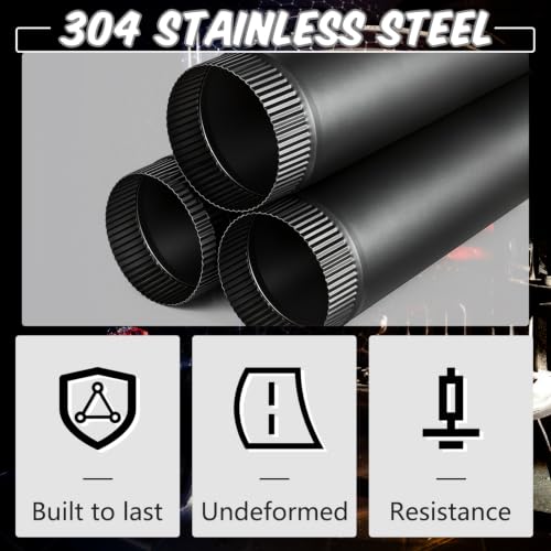 LEIFIDE 1-Piece Black Matte Stove Pipe 8 x 24 Inch Stainless Steel, Model: 1/8 x 24