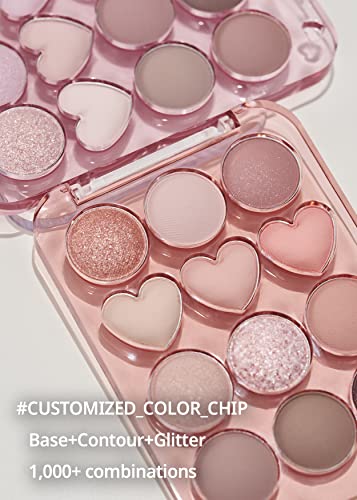 COLORGRAM Pin Point Eyeshadow Palette 02 Pink & Mauve – Ultra-Blend Matte, Glitter & Shimmer