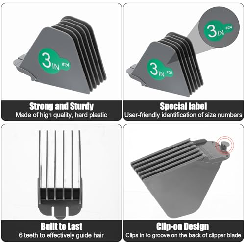 8pcs Hair Clipper Guard Set, 3 Inch Lengths, Compatible with Wahl & Most Clippers