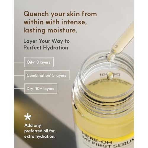 Here-Oh My First Hydrating Serum with Hyaluronic Acid | Facial Serum for Glowing Skin & Skin Barrier Repair | Korean Serum for Dry Skin & Sensitive Skin (5.24 fl oz)