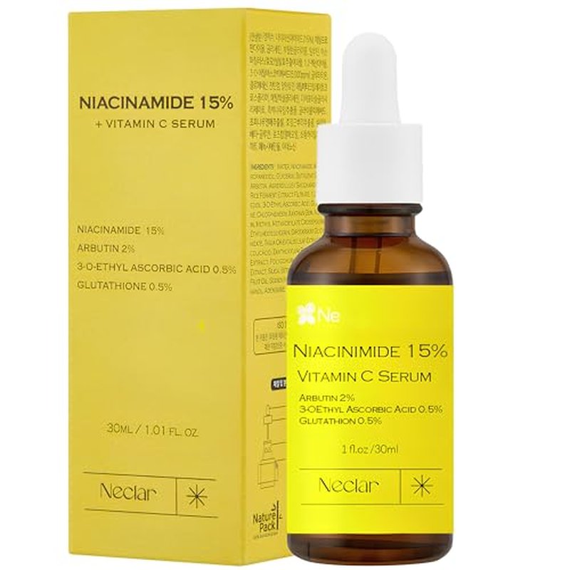 15% Niacinamide Serum for Face - with Vitamin C, Glutathione - Korean Dark Spot Serum for Uneven Tone, Enlarged Pore, Dullness, Ance-Prone, Sensitive Skin - Fragrance-Free, Daily Use